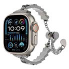 For Apple Watch Ultra 2 49mm Shell Beads Chain Bracelet Metal Watch Band(Black White) - 1