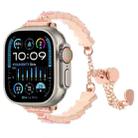 For Apple Watch Ultra 49mm Shell Beads Chain Bracelet Metal Watch Band(Pink White Rose Gold) - 1