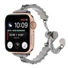 For Apple Watch Series 8 41mm Shell Beads Chain Bracelet Metal Watch Band(Black White) - 1