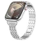 For Apple Watch Series 9 45mm Devil Eye Diamond Bracelet Metal Watch Band(Silver) - 1