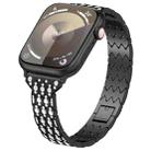 For Apple Watch Series 9 41mm Devil Eye Diamond Bracelet Metal Watch Band(Black) - 1