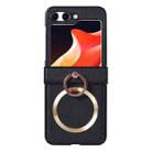 For Samsung Galaxy Z Flip5 MagSafe Ring Holder Three-stage Folding Phone Case(Black) - 1