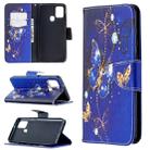 For Samsung Galaxy A21s Colored Drawing Horizontal Flip Leather Case with Holder & Card Slots & Wallet(Purple Butterfly) - 1