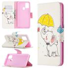 For Samsung Galaxy A21s Colored Drawing Horizontal Flip Leather Case with Holder & Card Slots & Wallet(Elephant under the Umbrella) - 1