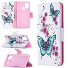 For Samsung Galaxy A21s Colored Drawing Horizontal Flip Leather Case with Holder & Card Slots & Wallet(Peach Blossom and Butterfly) - 1