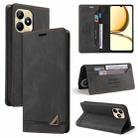 For Realme C53 Skin Feel Anti-theft Brush Horizontal Flip Leather Case with Holder(Black) - 1