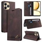 For Realme C53 Skin Feel Anti-theft Brush Horizontal Flip Leather Case with Holder(Brown) - 1