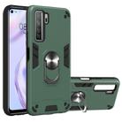 For Huawei Nova 7 SE / P40 Lite 5G 2 in 1 Armour Series PC + TPU Protective Case with Ring Holder(Green) - 1