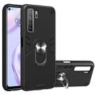 For Huawei Nova 7 SE / P40 Lite 5G 2 in 1 Armour Series PC + TPU Protective Case with Ring Holder(Black) - 1