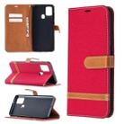 For Samsung Galaxy A21s Matching Denim Texture Horizontal Flip PU Leather Case with Holder & Card Slots & Wallet & Lanyard(Red) - 1