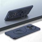 For Honor Magic5 Magsafe Hidden Fold Holder Full Coverage Shockproof Phone Case(Blue) - 1