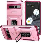 For Google Pixel 7 Pro 5G Sliding Camshield Holder Phone Case(Pink + Rose Red) - 1
