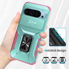 For Google Pixel 9 / Pixel 9 Pro Sliding Camshield Holder Phone Case(Grey Green + Pink) - 3