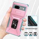 For Google Pixel 7a Sliding Camshield Holder Phone Case(Pink + Grey Green) - 2