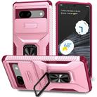 For Google Pixel 7a Sliding Camshield Holder Phone Case(Pink + Rose Red) - 1