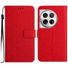 For OnePlus 12 5G Global Rhombic Grid Texture Leather Phone Case(Red) - 1