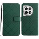 For OnePlus 12 5G Global Rhombic Grid Texture Leather Phone Case(Green) - 1