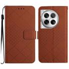 For OnePlus 12 5G Global Rhombic Grid Texture Leather Phone Case(Brown) - 1