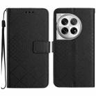 For OnePlus 12 5G Global Rhombic Grid Texture Leather Phone Case(Black) - 1