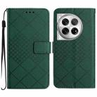 For OnePlus 12R 5G Global Rhombic Grid Texture Leather Phone Case(Green) - 1