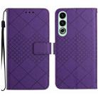 For OnePlus Nord CE4 Rhombic Grid Texture Leather Phone Case(Purple) - 1
