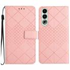 For OnePlus Nord CE4 Rhombic Grid Texture Leather Phone Case(Pink) - 1