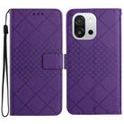For OnePlus 13T Rhombic Grid Texture Leather Phone Case(Purple) - 1