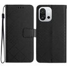For OnePlus 13T Rhombic Grid Texture Leather Phone Case(Black) - 1