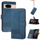 For Google Pixel 8a Cubic Skin Feel Flip Leather Phone Case(Blue) - 1