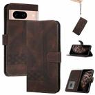 For Google Pixel 8a Cubic Skin Feel Flip Leather Phone Case(Brown) - 1