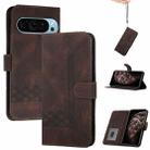 For Google Pixel 9 Cubic Skin Feel Flip Leather Phone Case(Brown) - 1