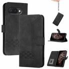 For Google Pixel 9a Cubic Skin Feel Flip Leather Phone Case(Black) - 1