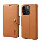 For iPhone 15 Pro Max Denior Cowhide Texture Wallet Style Leather Phone Case(Khaki) - 1