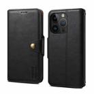 For iPhone 15 Pro Denior Cowhide Texture Wallet Style Leather Phone Case(Black) - 1