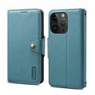 For iPhone 15 Pro Denior Cowhide Texture Wallet Style Leather Phone Case(Blue) - 1