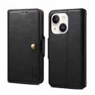 For iPhone 15 Denior Cowhide Texture Wallet Style Leather Phone Case(Black) - 1