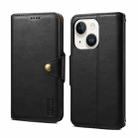 For iPhone 14 Plus Denior Cowhide Texture Wallet Style Leather Phone Case(Black) - 1