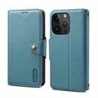 For iPhone 14 Pro Denior Cowhide Texture Wallet Style Leather Phone Case(Blue) - 1