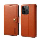 For iPhone 14 Pro Max Denior Cowhide Texture Wallet Style Leather Phone Case(Brown) - 1