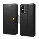 For iPhone XS Max Denior Cowhide Texture Wallet Style Leather Phone Case(Black) - 1