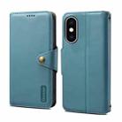 For iPhone XS Max Denior Cowhide Texture Wallet Style Leather Phone Case(Blue) - 1