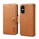 For iPhone XS Max Denior Cowhide Texture Wallet Style Leather Phone Case(Khaki) - 1