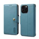 For iPhone 16 Pro Max Denior Cowhide Texture Wallet Style Leather Phone Case(Blue) - 1