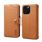 For iPhone 16 Pro Max Denior Cowhide Texture Wallet Style Leather Phone Case(Khaki) - 1