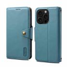 For iPhone 16 Pro Denior Cowhide Texture Wallet Style Leather Phone Case(Blue) - 1