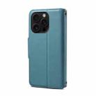 For iPhone 16 Pro Denior Cowhide Texture Wallet Style Leather Phone Case(Blue) - 3