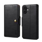 For iPhone 16 Plus Denior Cowhide Texture Wallet Style Leather Phone Case(Black) - 1