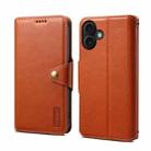 For iPhone 16 Plus Denior Cowhide Texture Wallet Style Leather Phone Case(Brown) - 1