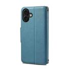 For iPhone 16 Plus Denior Cowhide Texture Wallet Style Leather Phone Case(Blue) - 3