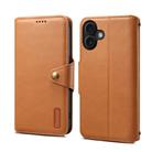 For iPhone 16 Plus Denior Cowhide Texture Wallet Style Leather Phone Case(Khaki) - 1